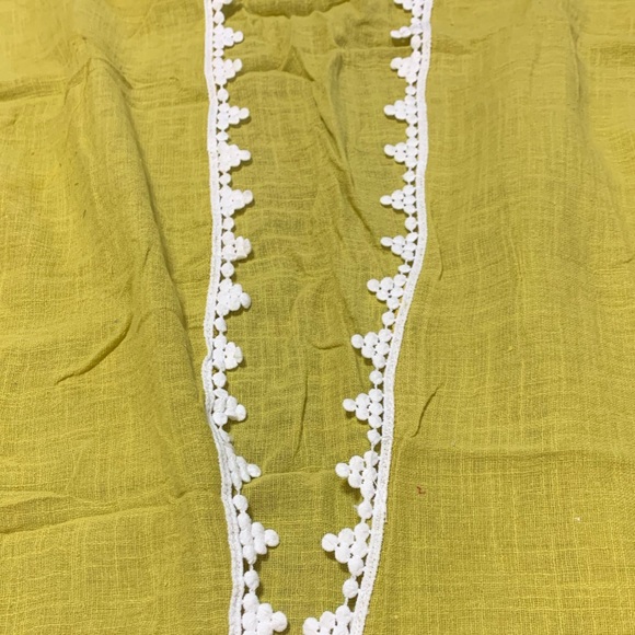 Lime Green Bamboo Cotton Lace Border Kimono - Picture 4 of 4